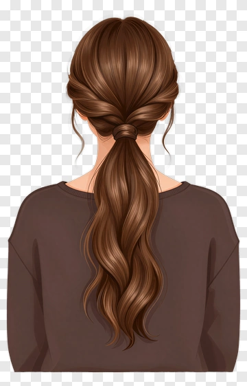 Woman With Braided Ponytail Hairstyle PNG