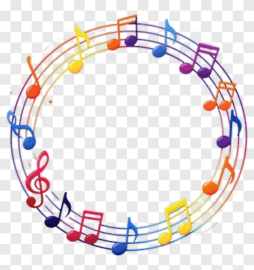 Colorful Musical Notes In Circular Frame PNG