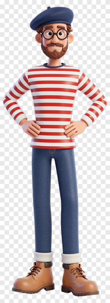 Detective In Striped Outfit PNG