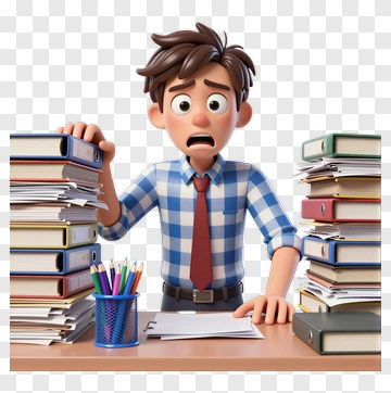 Cartoon Boy Surrounded By Books PNG