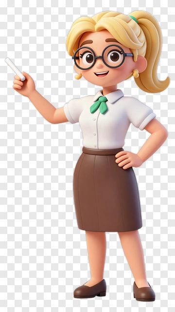 Cartoon Teacher Pointing At Blackboard PNG