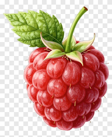 Raspberry With Leaf And Stem PNG