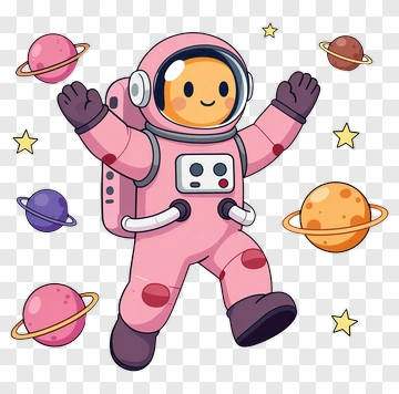Pink Astronaut In Space PNG