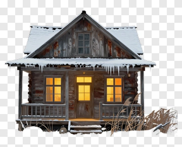 Cozy Log Cabin In Winter PNG