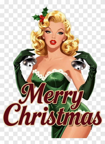 Cartoon Woman Holding Christmas Bells PNG