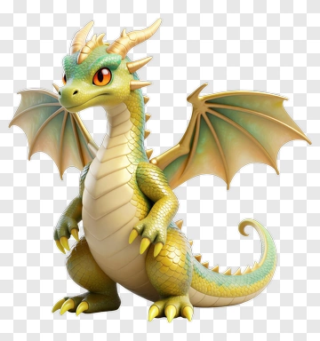 Green And Yellow Cartoon Dragon PNG