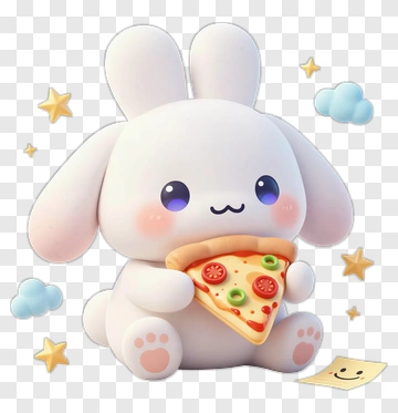 Cute Rabbit Eating Pizza PNG