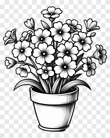 Hand Drawn Flower Bouquet In Pot PNG
