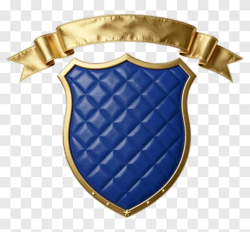 Blue Quilted Shield With Gold Ribbon PNG