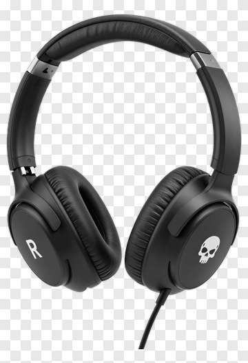 Black Headphones With Skull And Letter R Logo PNG