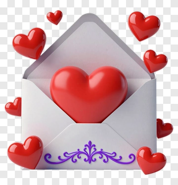 Red Heart In Envelope With Floating Hearts PNG