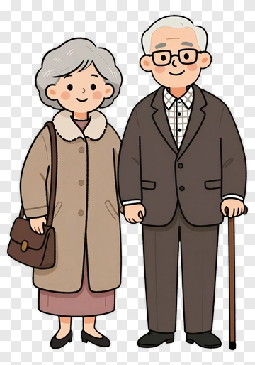 Happy Elderly Couple Holding Hands PNG