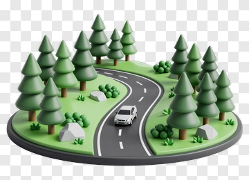 Miniature Road With Trees And Car PNG