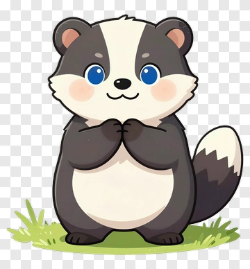 Cute Badger Standing On Grass PNG