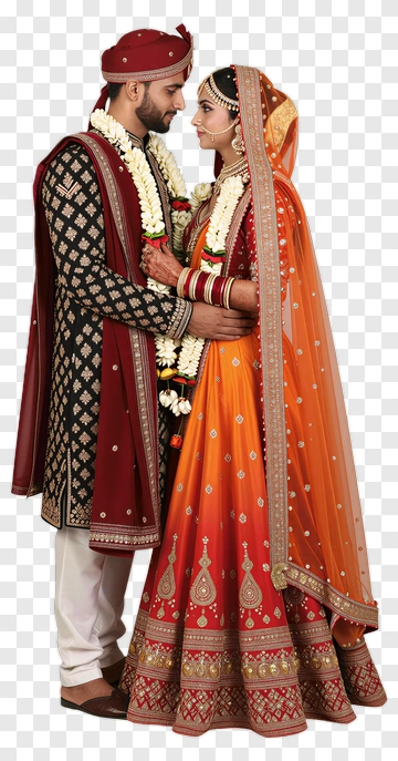 Indian Bride And Groom In Traditional Wedding Attire PNG