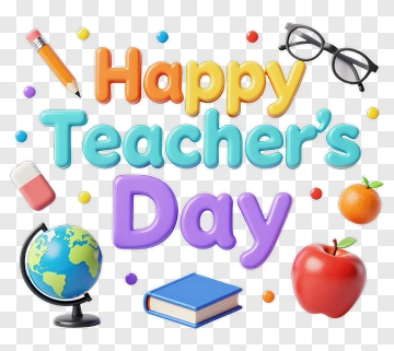 Happy Teacher's Day 3D Greeting PNG