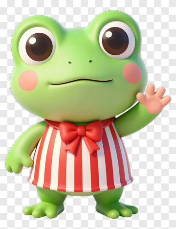 Cheerful Frog In Striped Dress PNG