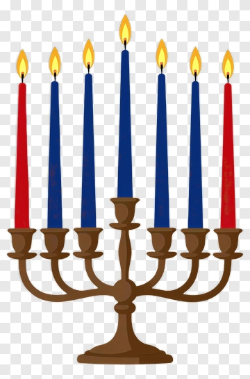 Hanukkah Candelabra With Lit Candles PNG