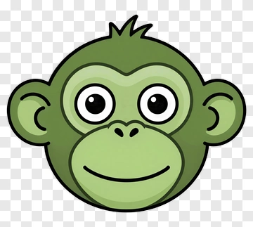 Cute Green Monkey Face PNG