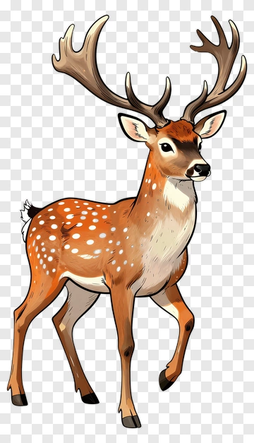 Hand-drawn Deer With Antlers PNG