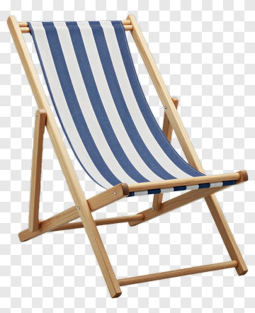 Blue And White Striped Deck Chair PNG