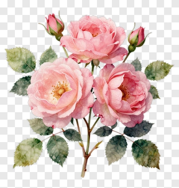 Pink Roses Watercolor Illustration PNG
