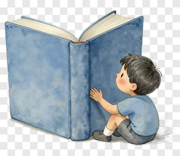 Boy Reading A Big Book PNG