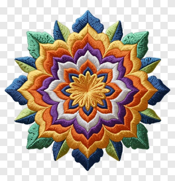 Embroidered Mandala Flower Patch PNG