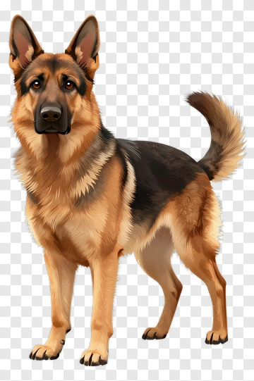 German Shepherd Standing Alert PNG