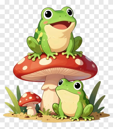 Frog On Mushroom PNG
