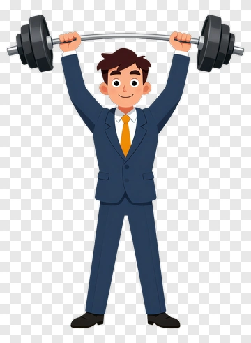 Businessman Lifting Barbell PNG