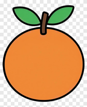 Orange With Green Leaf PNG