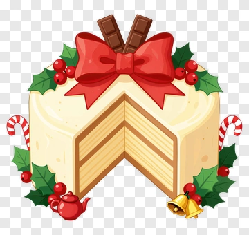 Christmas Cake With Red Bow PNG