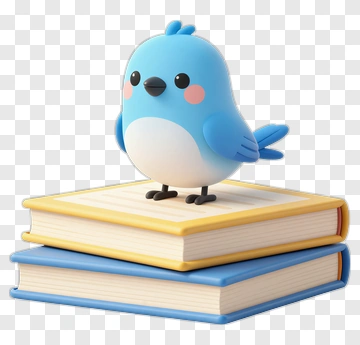 Blue Bird On Books PNG