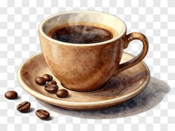 Steamy Coffee Cup With Beans PNG