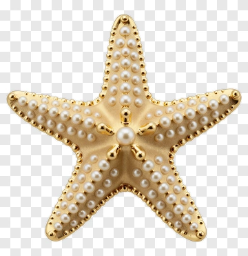 Gold Starfish With Pearl Decoration PNG