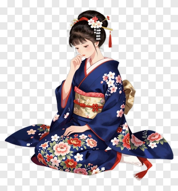 Geisha In Traditional Kimono PNG