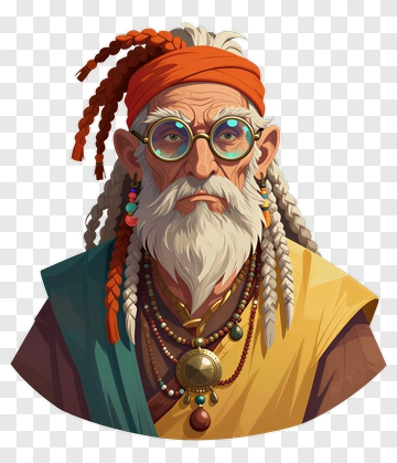 Old Man With Glasses And Braids PNG