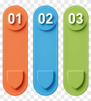 Three Colored Step Infographic PNG