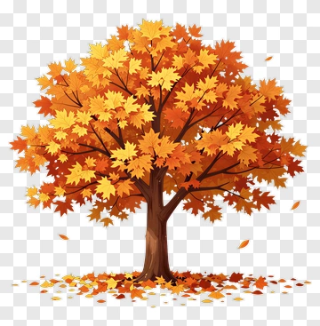Autumn Maple Tree With Falling Leaves PNG