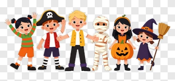 Children In Halloween Costumes PNG