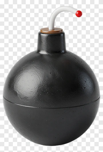 Black Bomb With White Fuse And Red Dot PNG