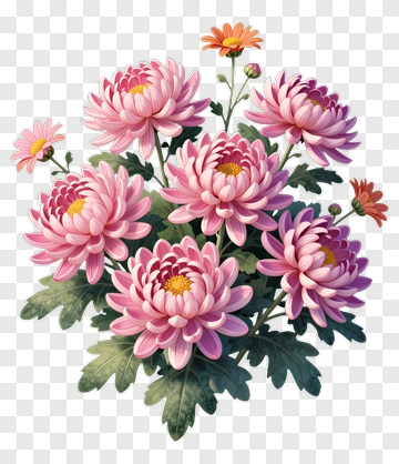 Pink Chrysanthemum Flower Bouquet PNG