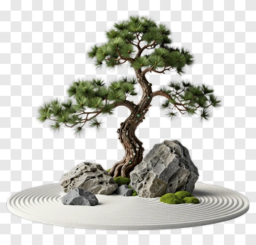 Zen Pine Tree With Rocks And Moss PNG