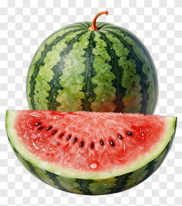 Watermelon Slice With Whole Watermelon PNG