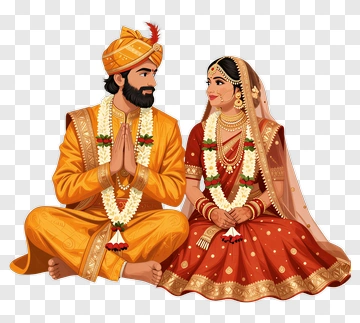 Indian Bride And Groom In Wedding Attire PNG