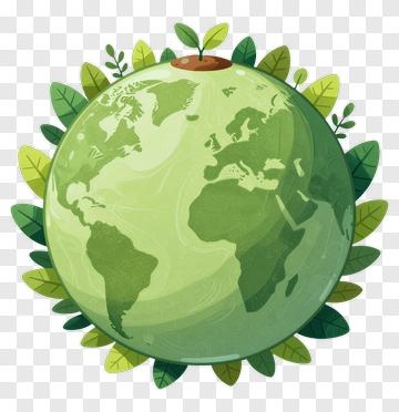 Green Earth Surrounded By Leaves PNG