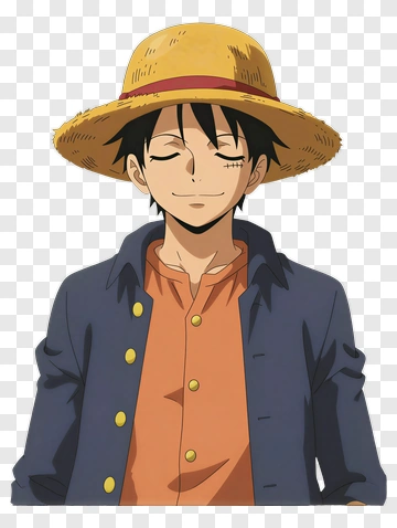 Luffy Smiling With Straw Hat PNG