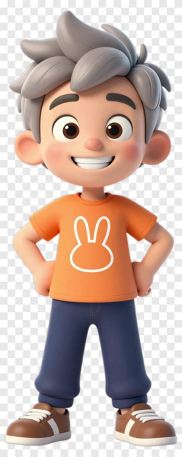 Cartoon Boy With Bunny Design PNG