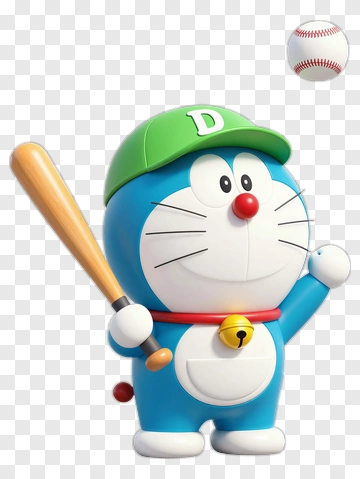 Doraemon Playing Baseball PNG